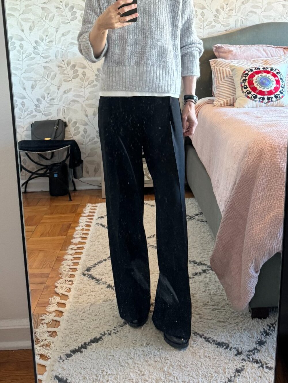 H&M EDITION TAILORED 100% WOOL BLACK WIDE LEG TROUSERS - Size 2